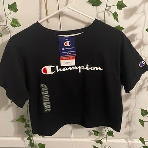 Cute Original Champion Black Crop Top